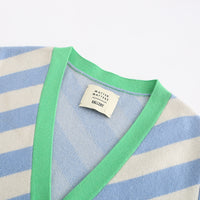 Earn Your / Wool Cashmere-Blend Cardigan • Light Blue / Red