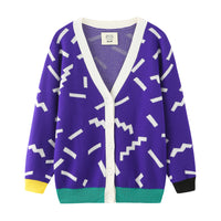 Ditsy / Merino Wool Cardigan • Purple