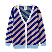 Earn Your / Wool Cashmere-Blend Cardigan • Brown / Blue