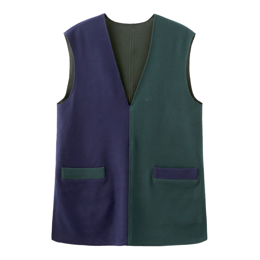 The Reversible / Two-Tone Vest • Blue Green & Olive