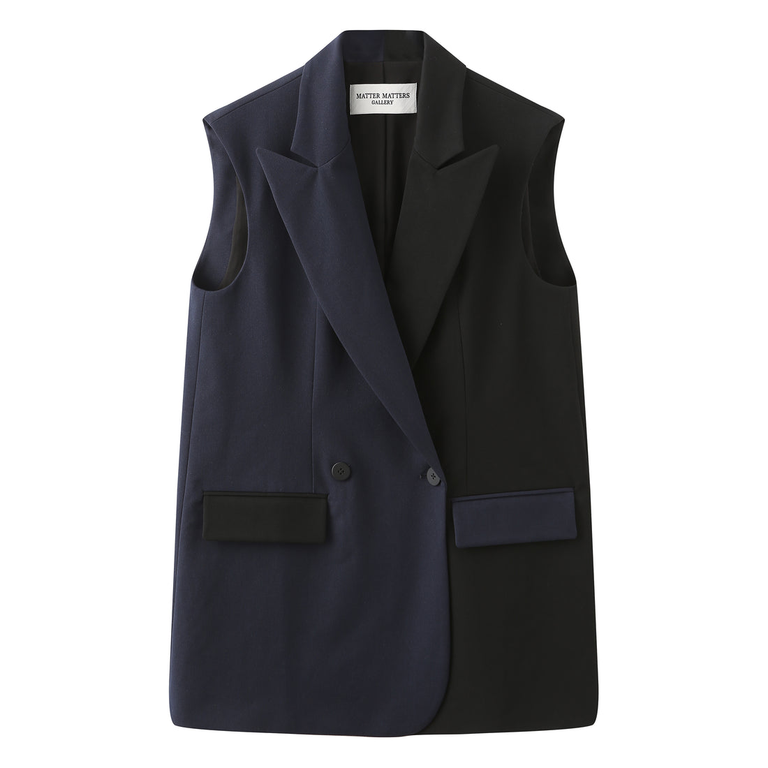 'So,' / Embroidered Two-Tone Suit Vest • Navy & Black