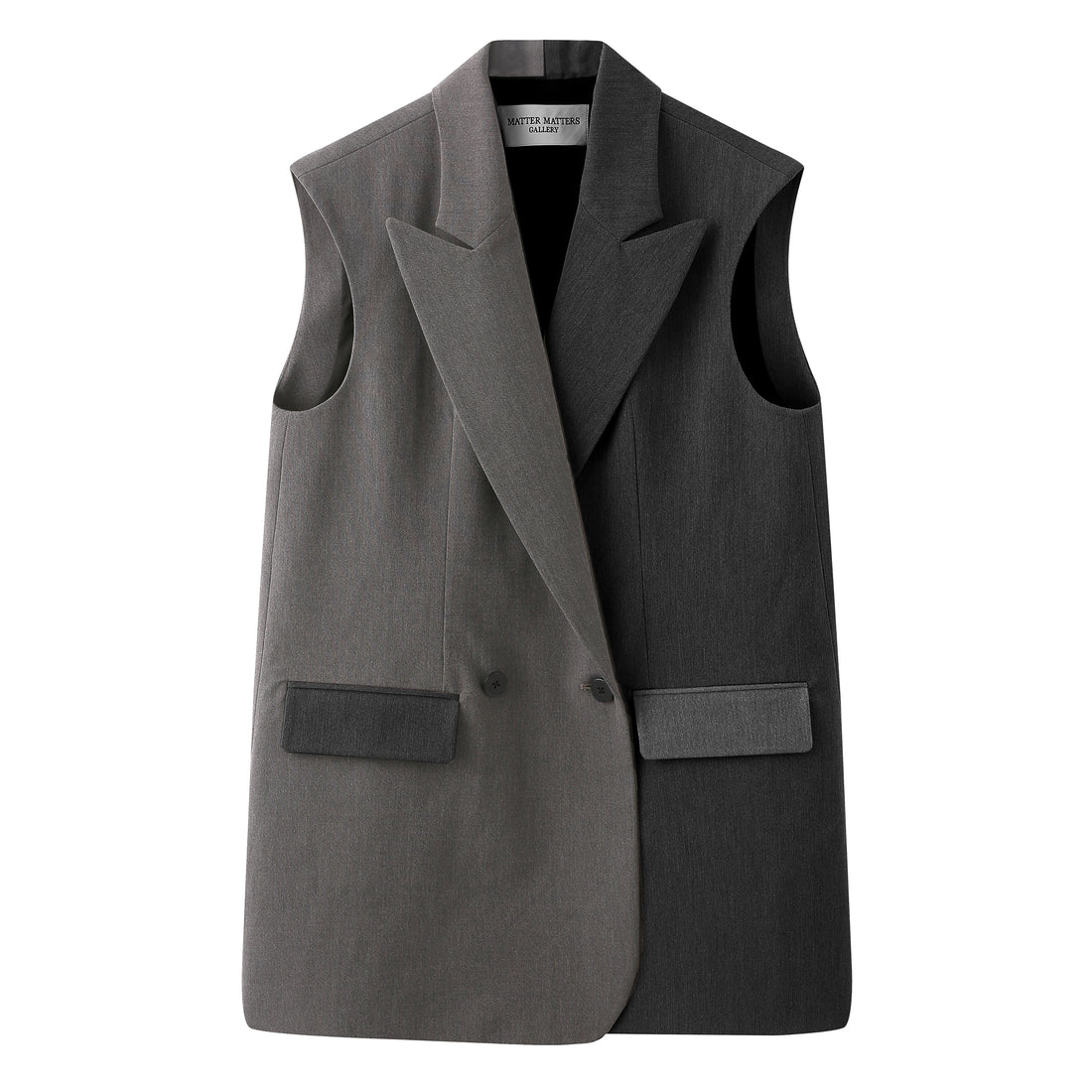 'So,' / Embroidered Two-Tone Suit Vest • Grey Twill