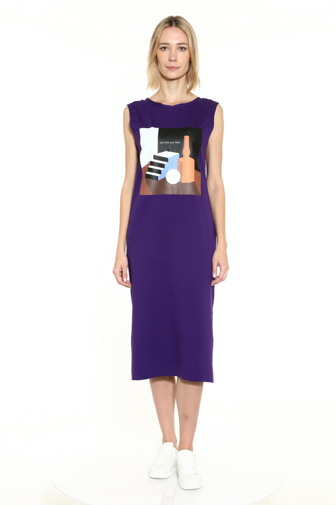 Stairs / V-back T-shirt Dress • Purple