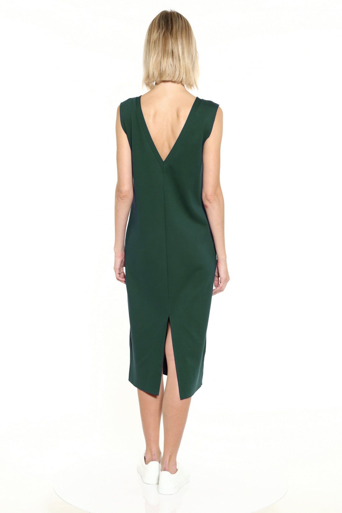 Stairs / V-back T-shirt Dress • Dark Green