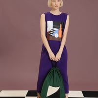 Stairs / V-back T-shirt Dress • Purple