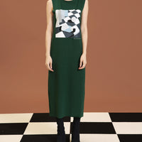 Stairs / V-back T-shirt Dress • Dark Green