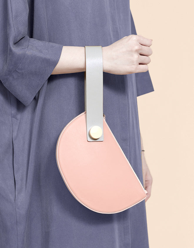 Half Moon Clutch • Blush + Light Grey