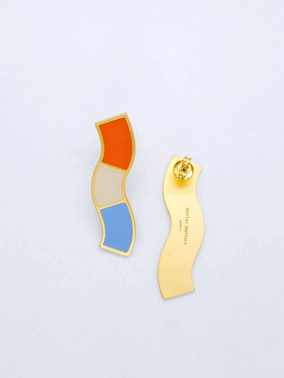 Wave Studs • Orange & Light Blue