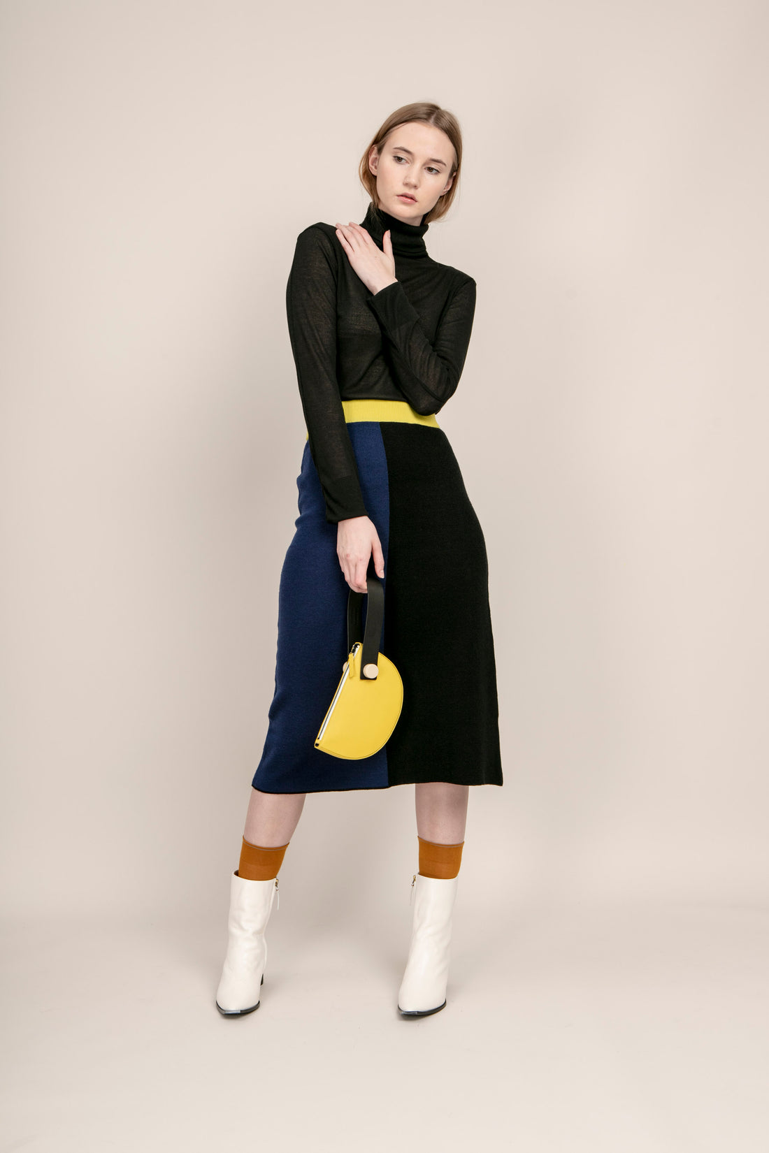 Mini Half Moon Clutch • Yellow + Black