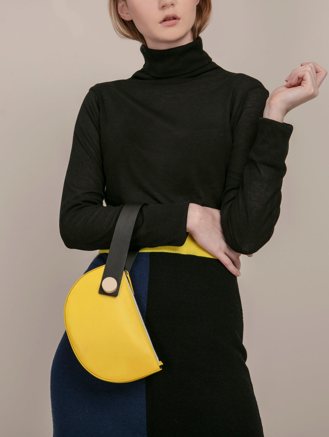 Mini Half Moon Clutch • Yellow + Black