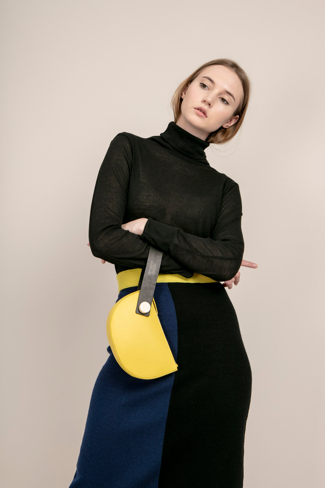 Mini Half Moon Clutch • Yellow + Black