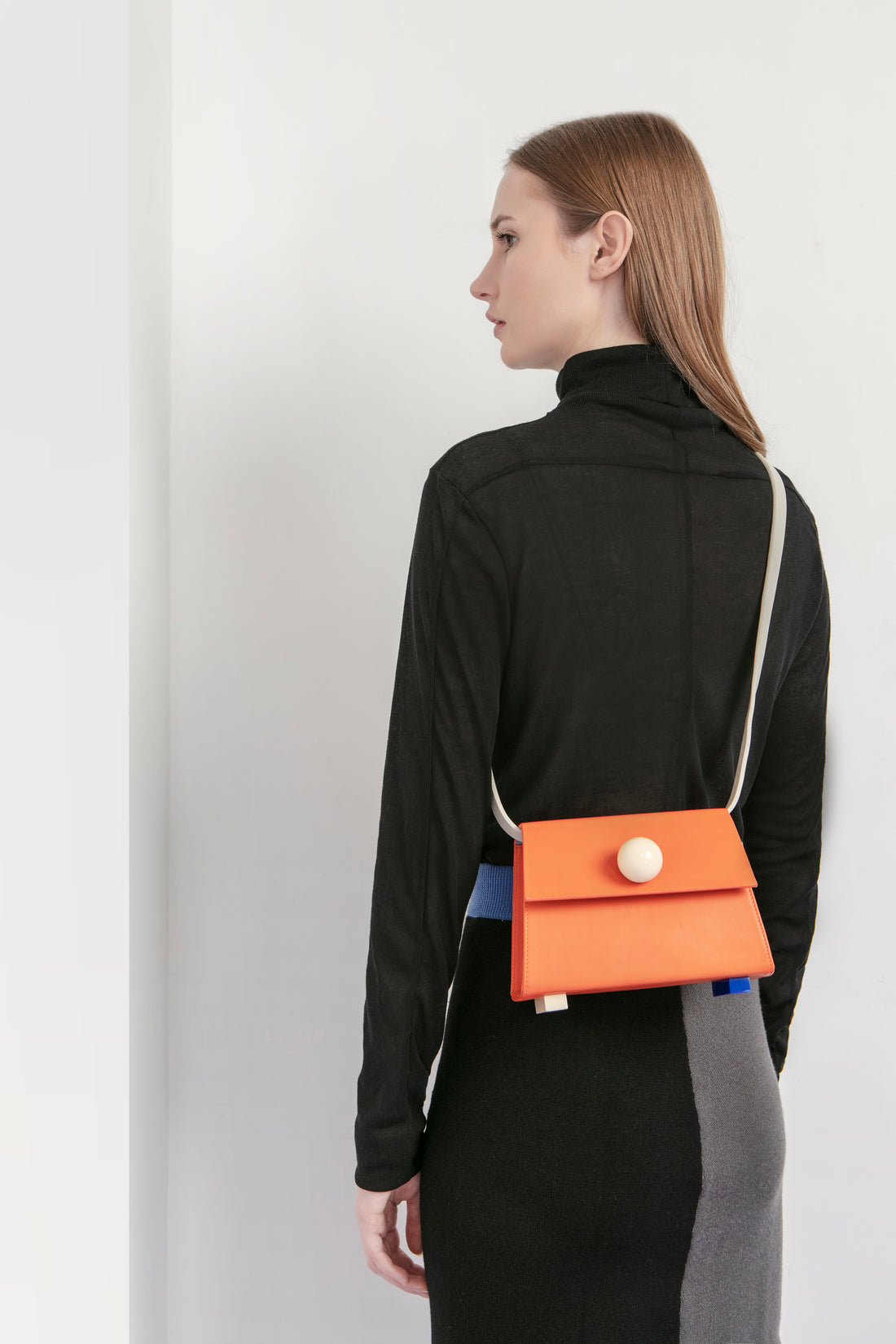 Mini Trapezoid Belt & Shoulder Bag • Orange