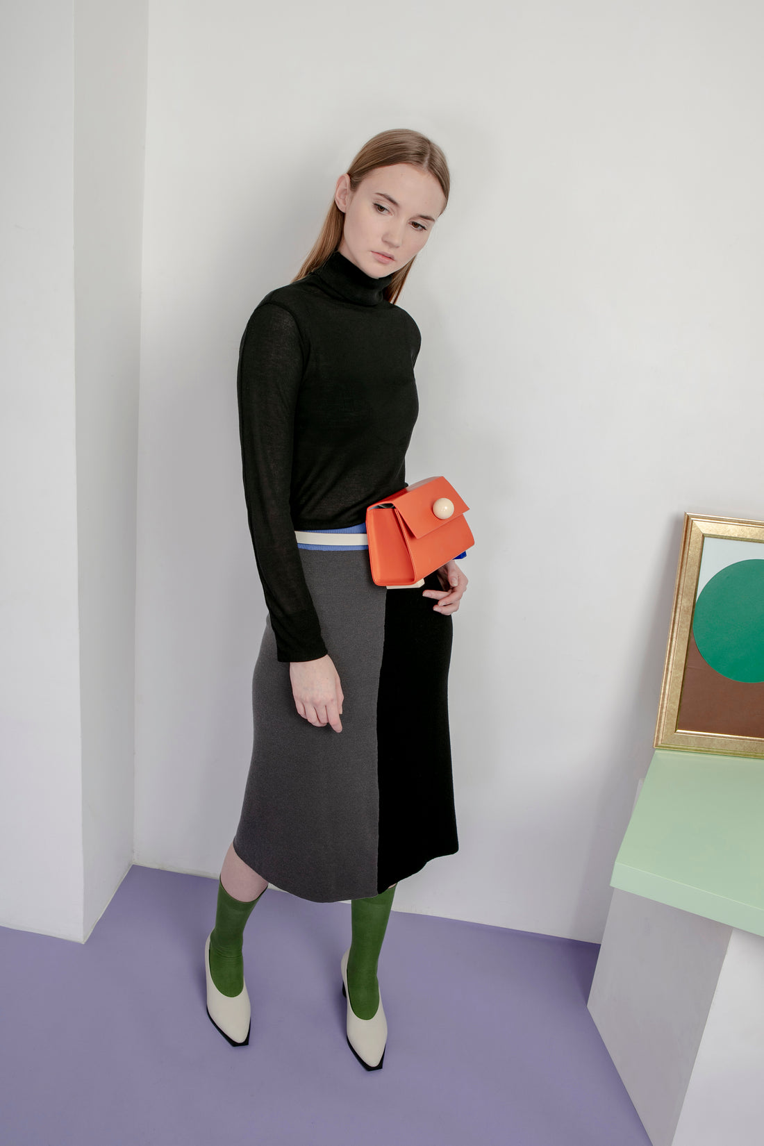 Mini Trapezoid Belt & Shoulder Bag • Orange