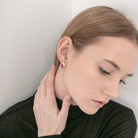 Tilt Earrings •  Red & Light Blue
