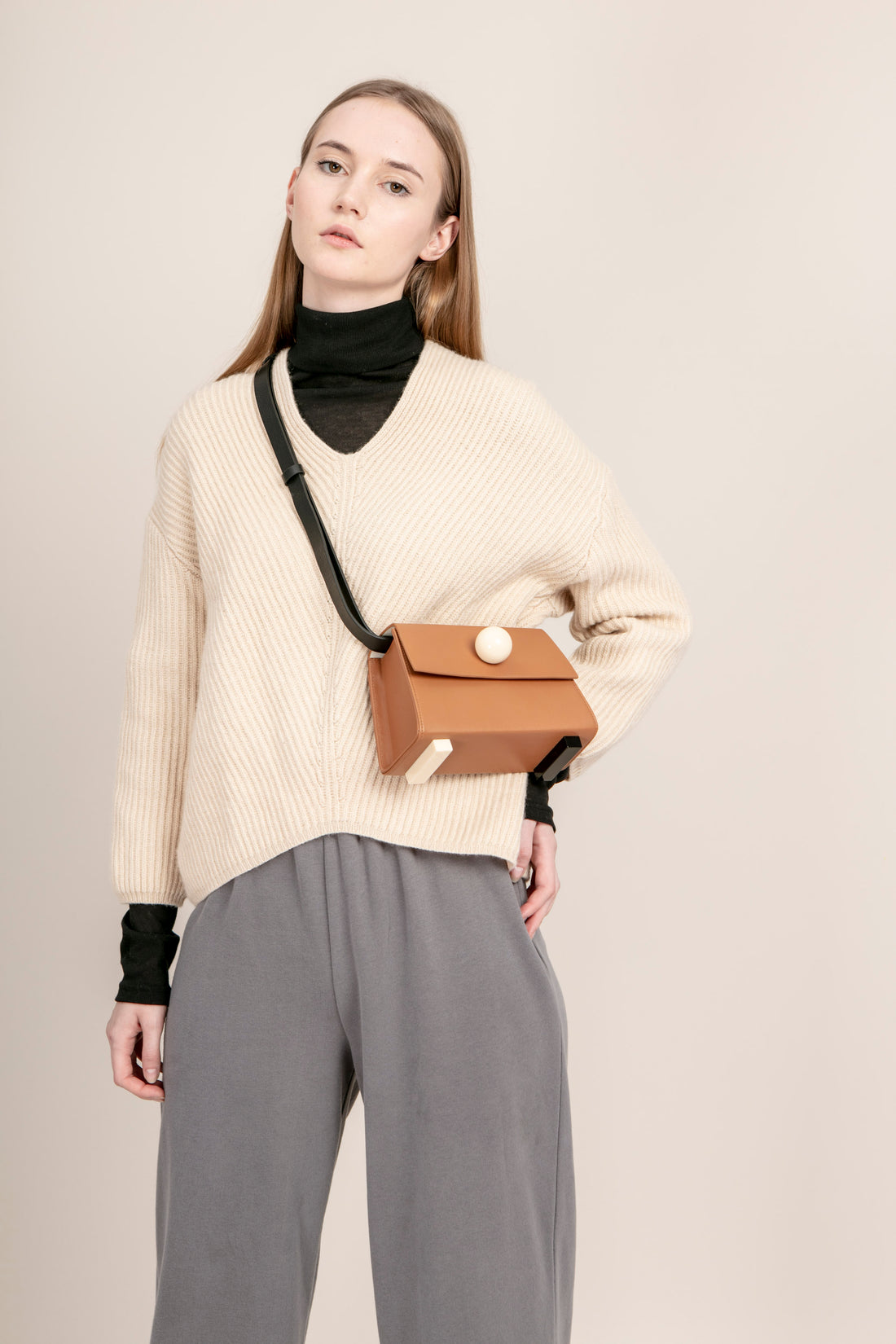 Mini Trapezoid Belt & Shoulder Bag • Brown