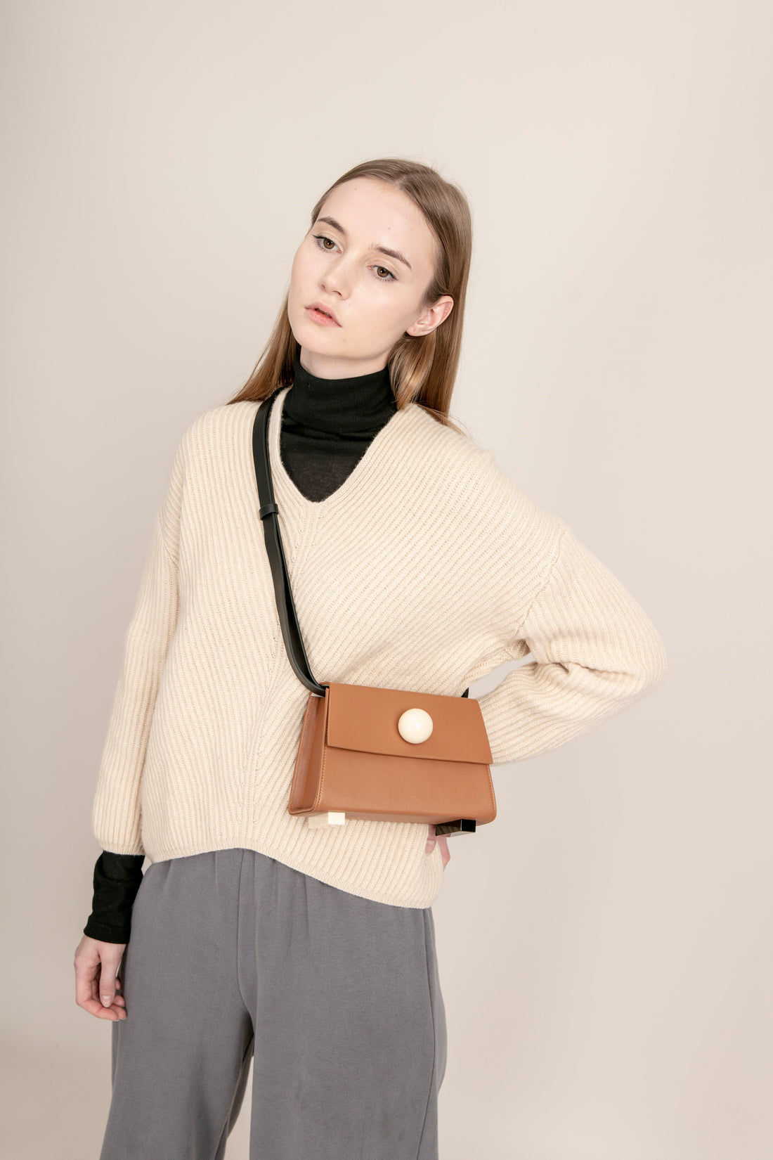 Mini Trapezoid Belt & Shoulder Bag • Brown