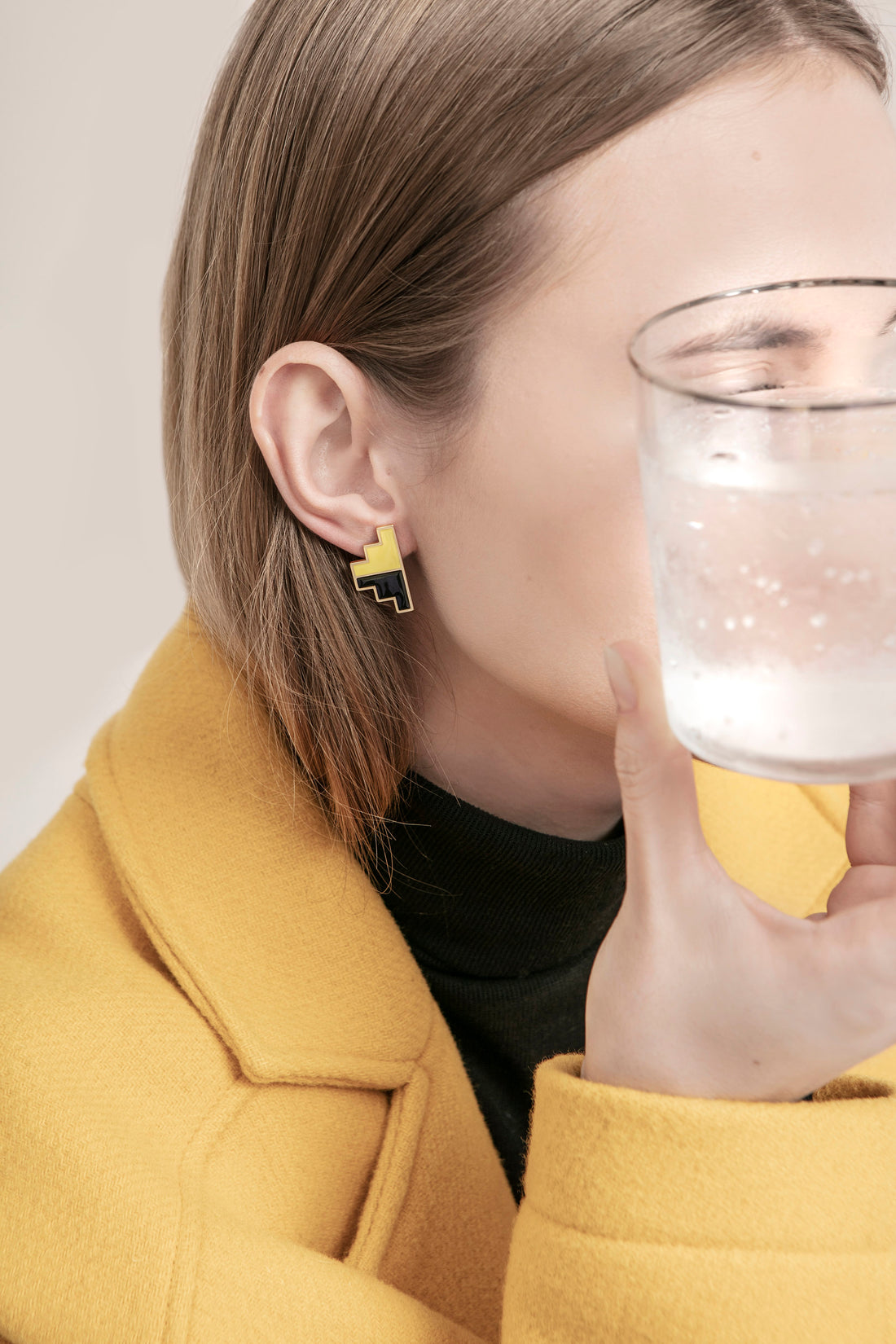 Pixel Earrings • Yellow & Black