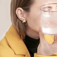 Pixel Earrings • Yellow & Black