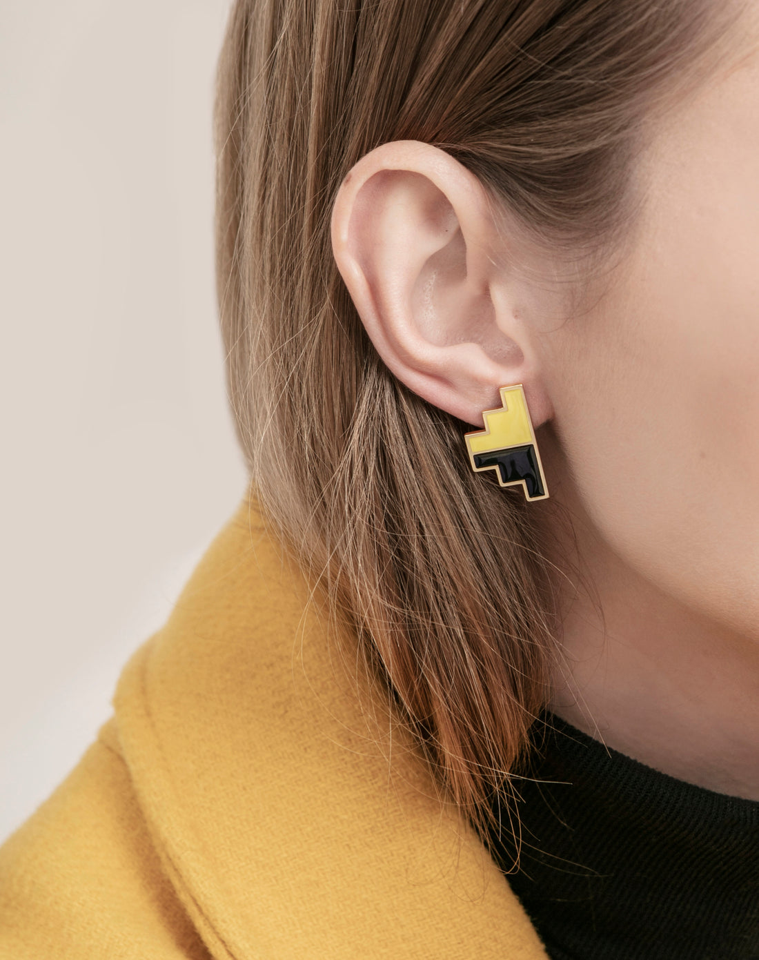 Pixel Earrings • Yellow & Black