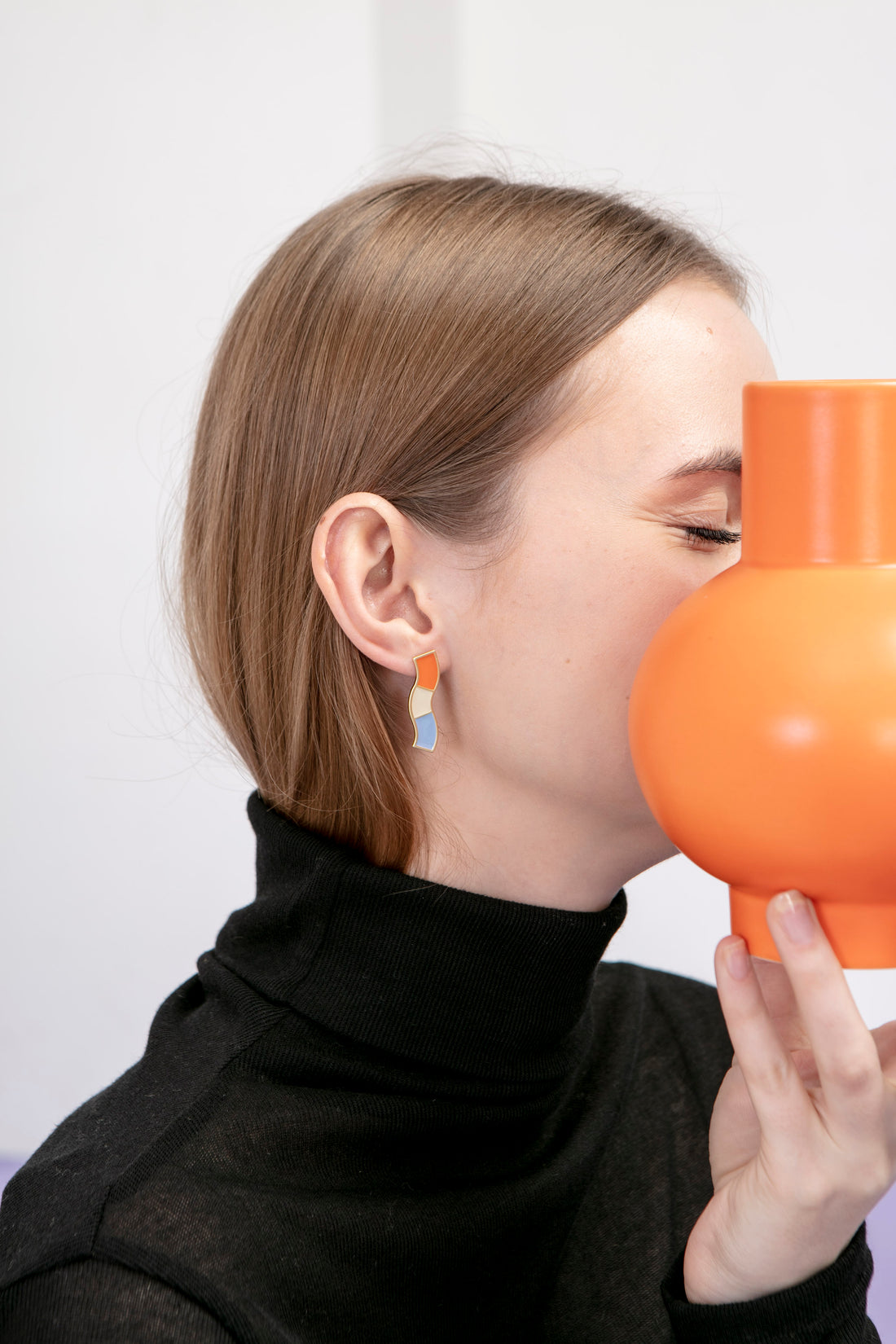 Wave Studs • Orange & Light Blue
