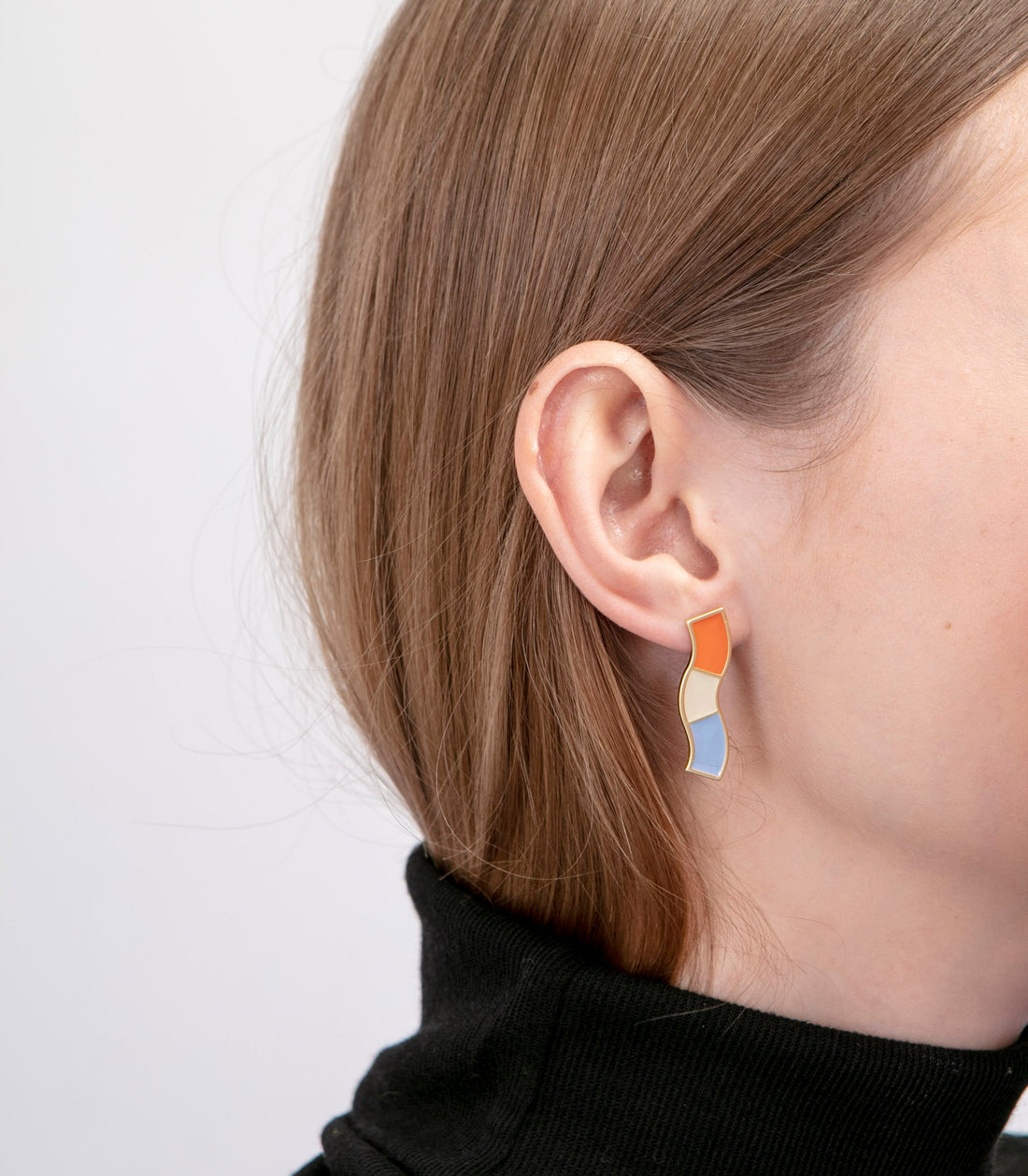 Wave Studs • Orange & Light Blue