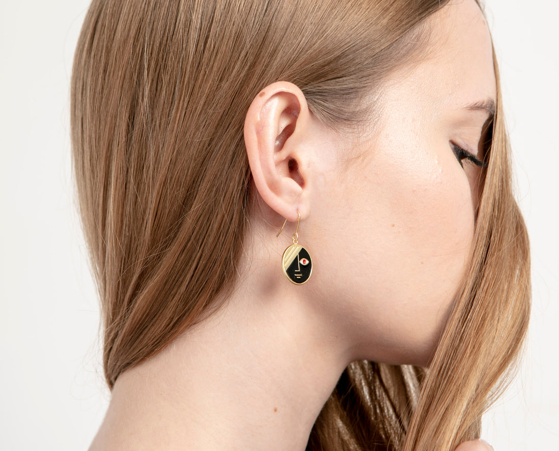 Mini Eclipse Earrings • Black