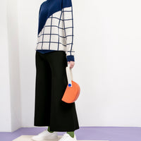 Mini Half Moon Clutch • Orange + Blue
