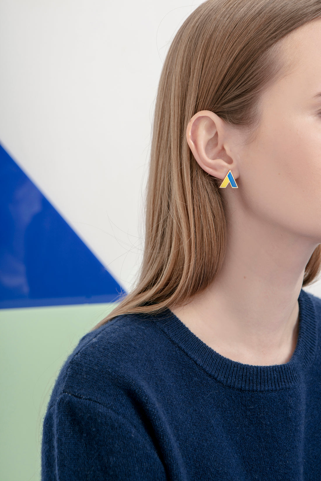 The A Earrings • Yellow & Blue