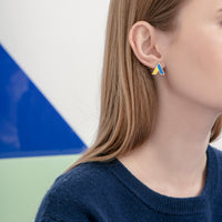 The A Earrings • Yellow & Blue