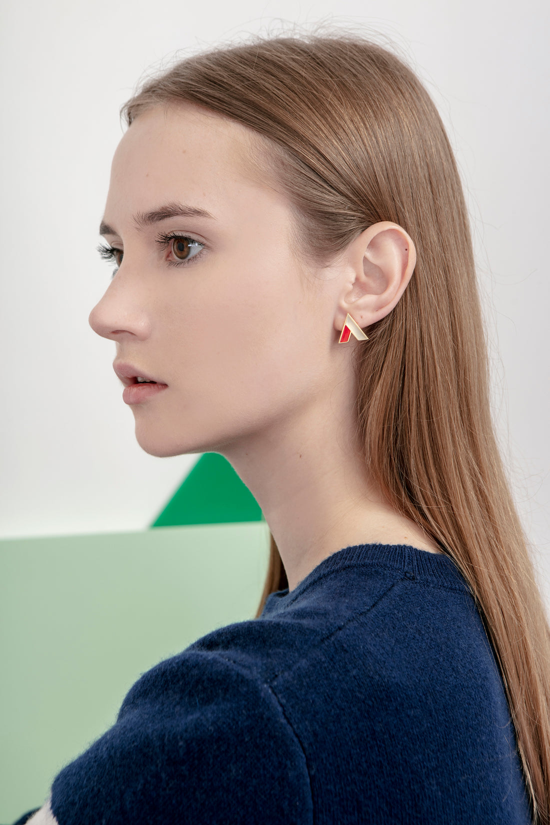 The A Earrings • Red & Beige