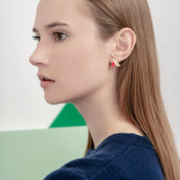 The A Earrings • Red & Beige