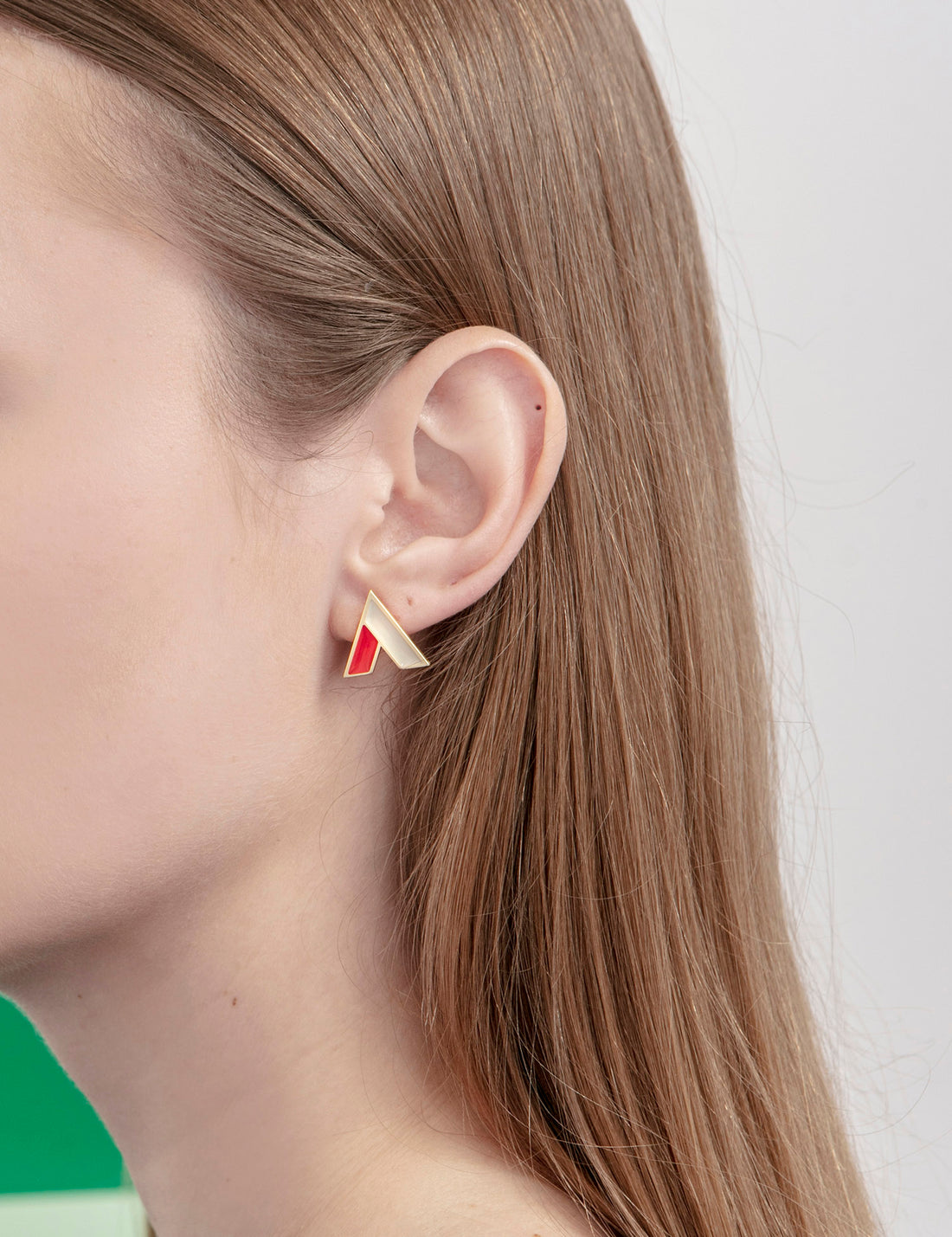 The A Earrings • Red & Beige