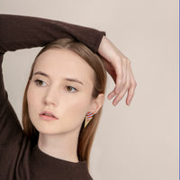 Striped Tri Earrings • Blue & Rush Orange