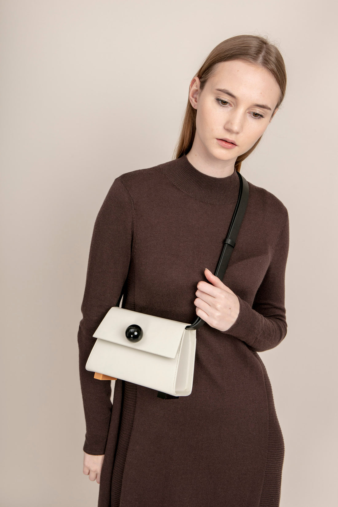 Mini Trapezoid Belt & Shoulder Bag • Beige