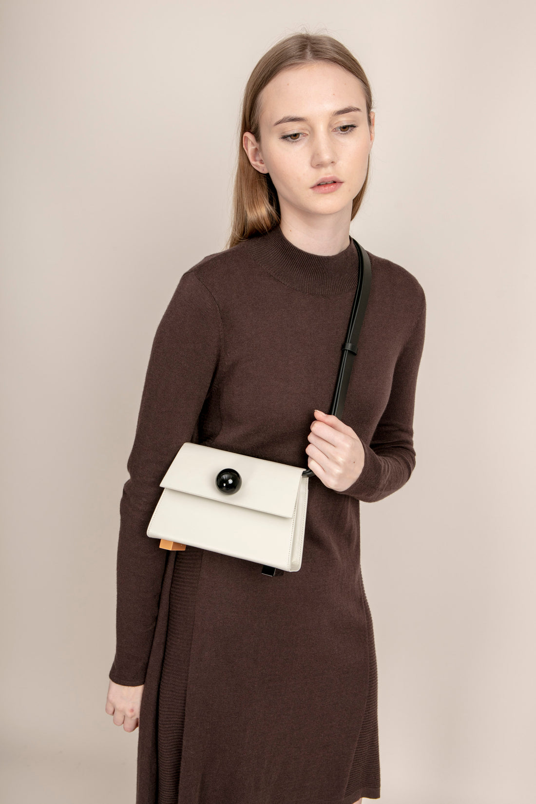 Mini Trapezoid Belt & Shoulder Bag • Beige
