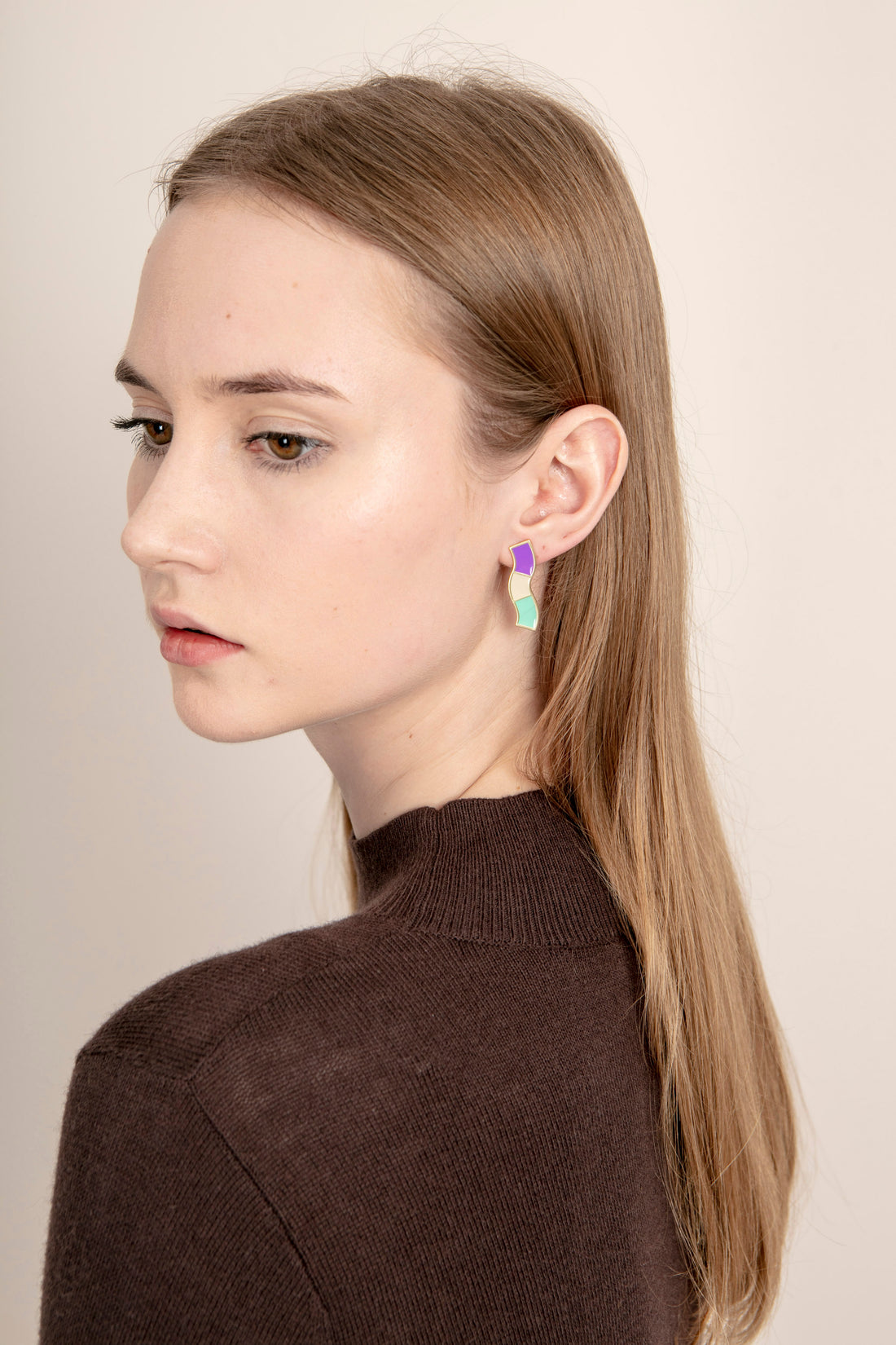 Wave Studs • Purple & Mint