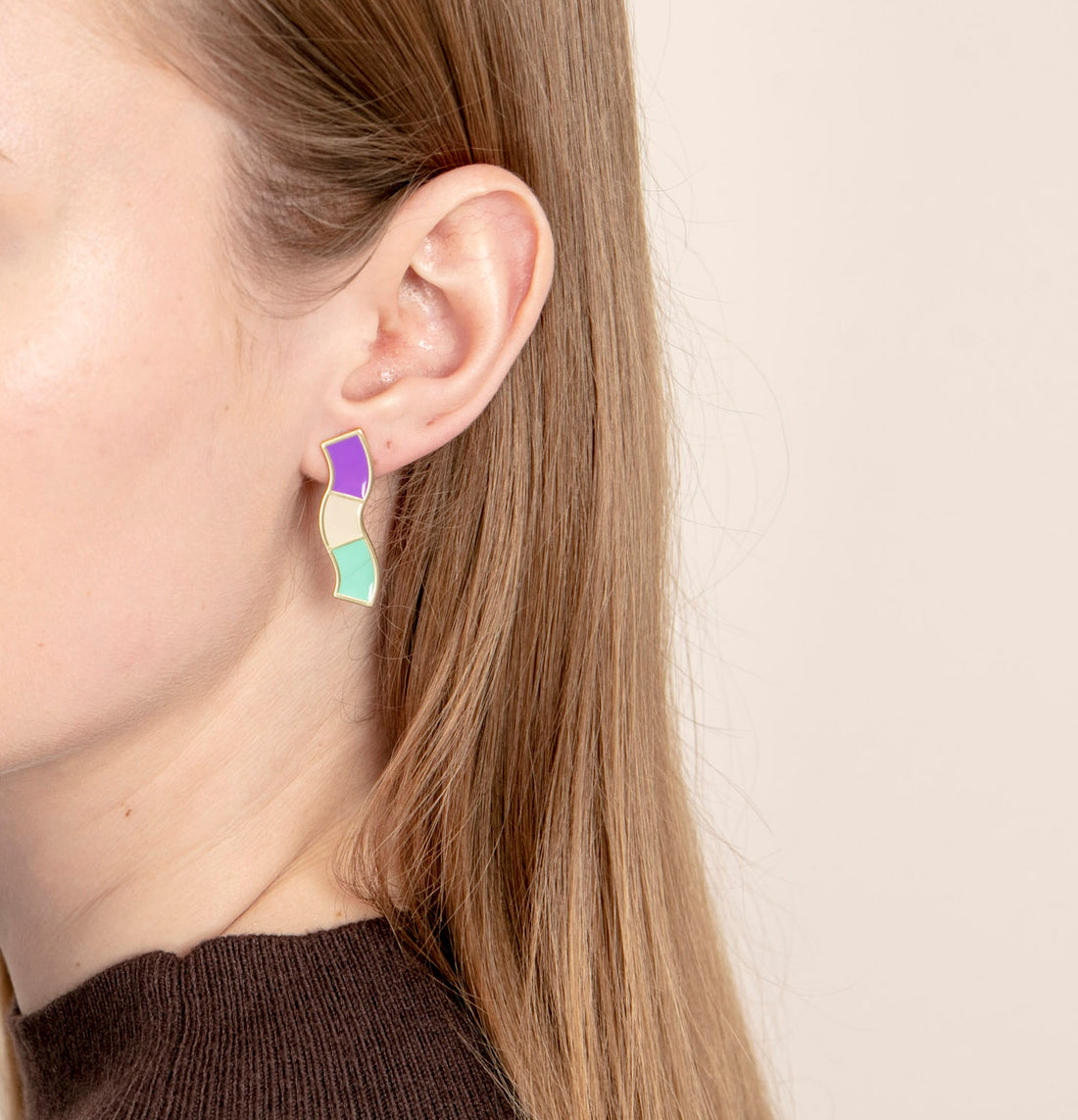 Wave Studs • Purple & Mint