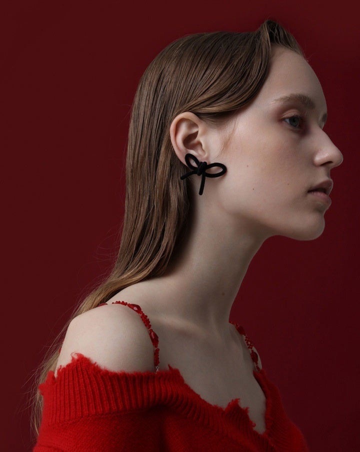 Black Velvet Bow Earrings