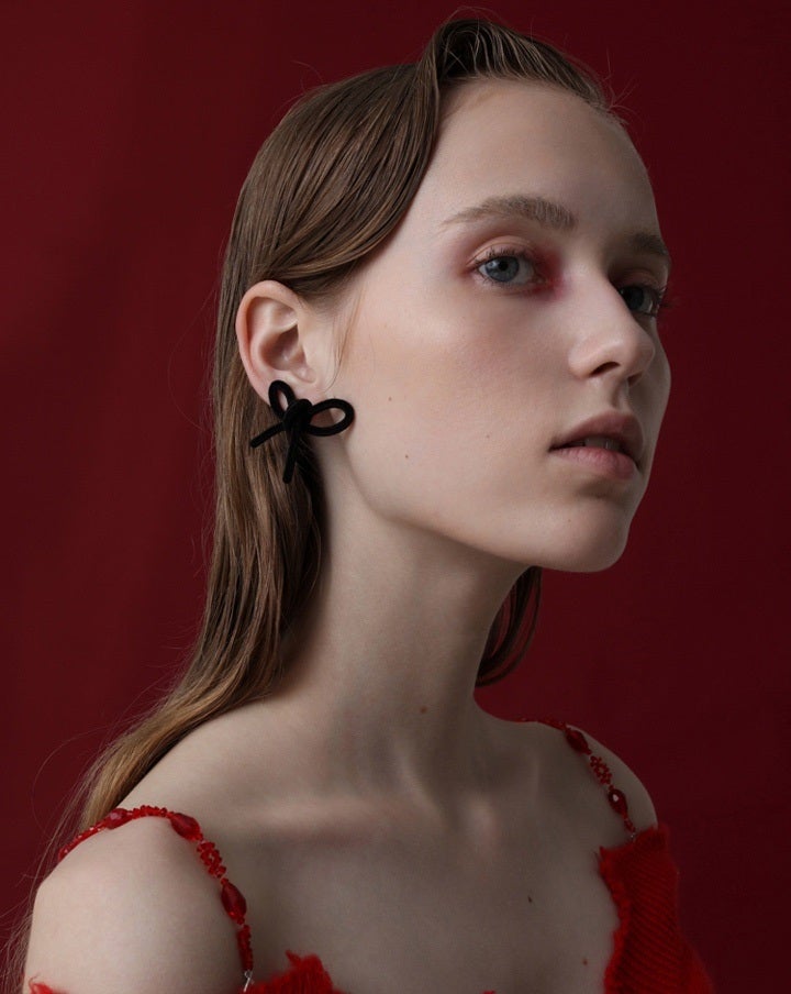 Black Velvet Bow Earrings