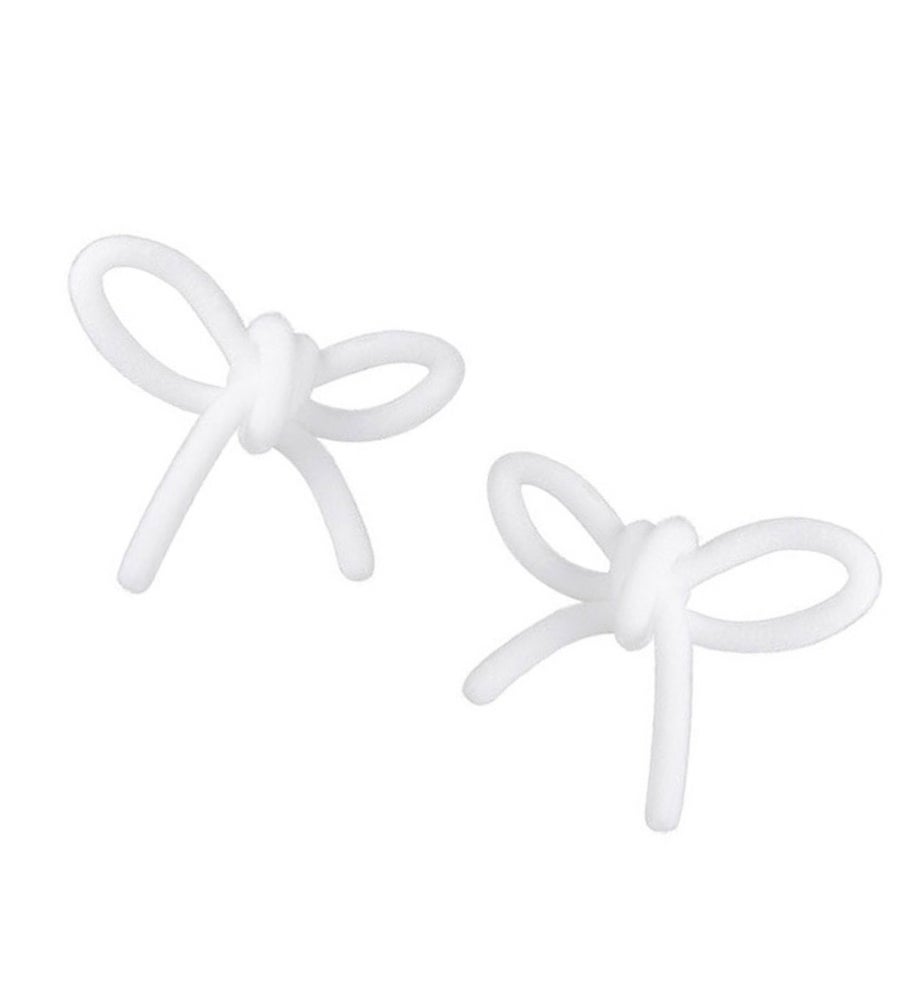 White Velvet Bow Earrings