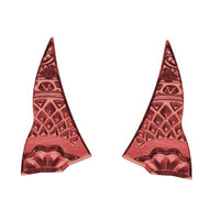 Transparent resin broken triangle earrings - Red
