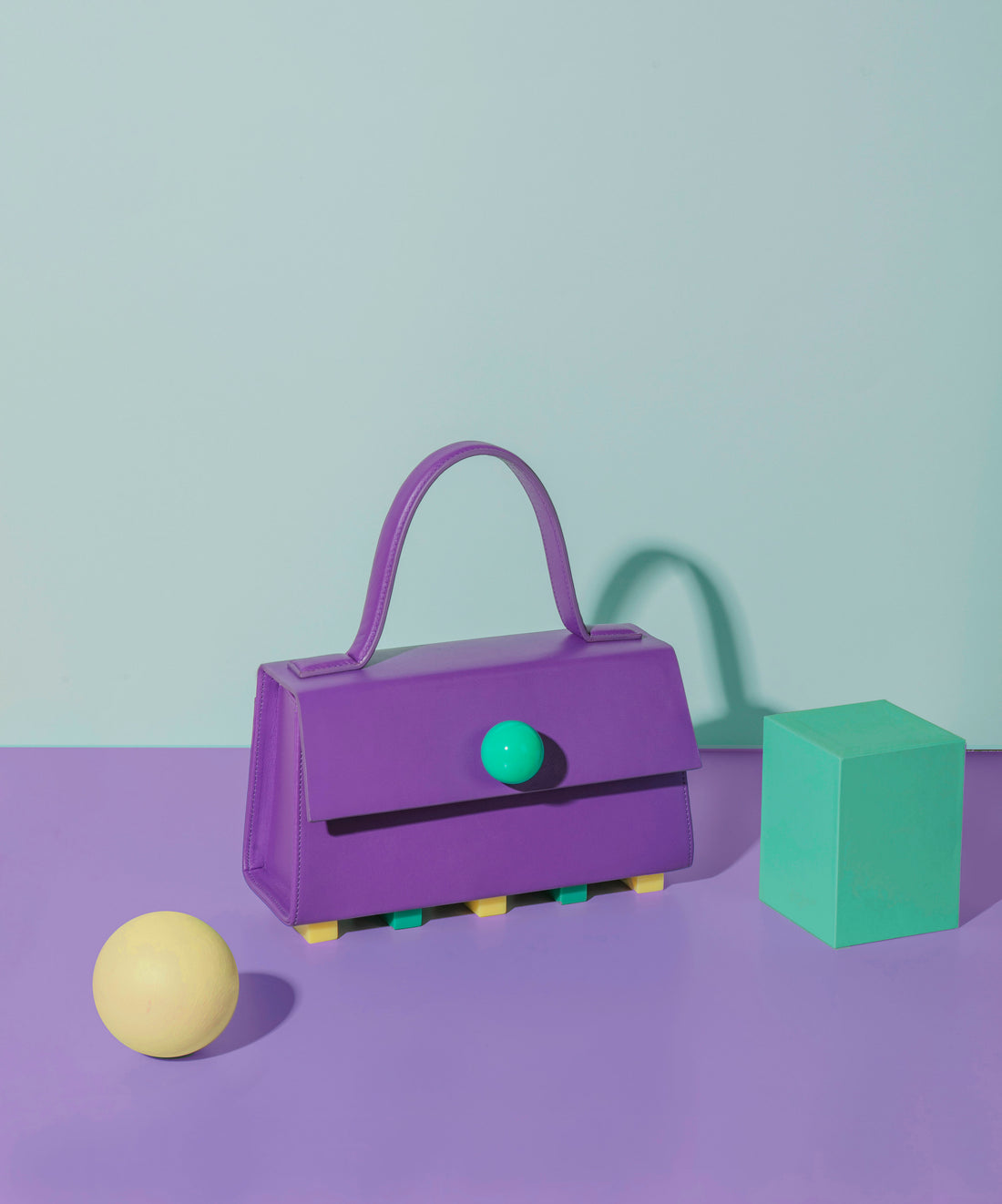 Mini Trapezoid Satchel Bag with Strap • Purple