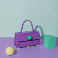 Mini Trapezoid Satchel Bag with Strap • Purple