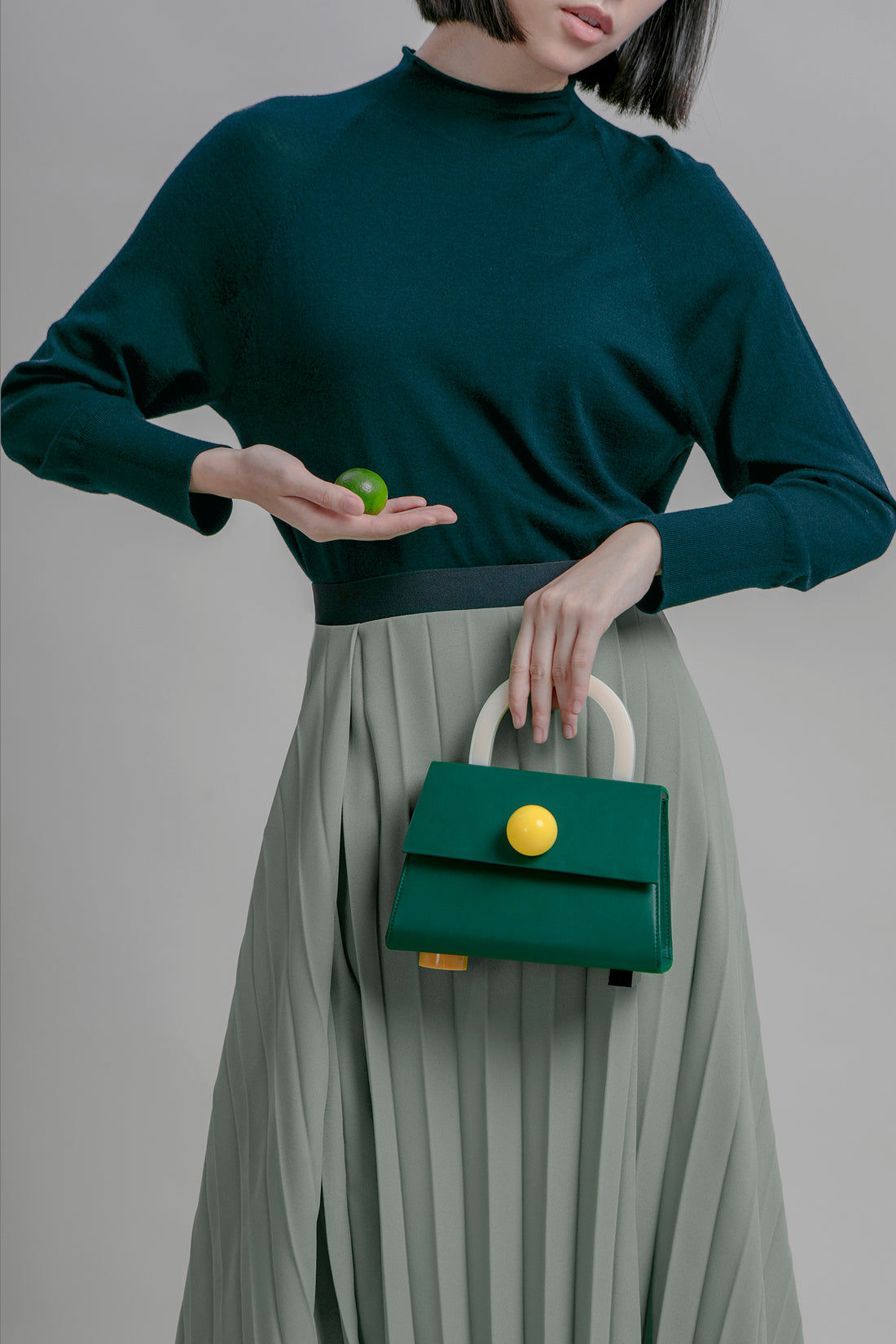 Diva Satchel Bag with Strap • Dark Green
