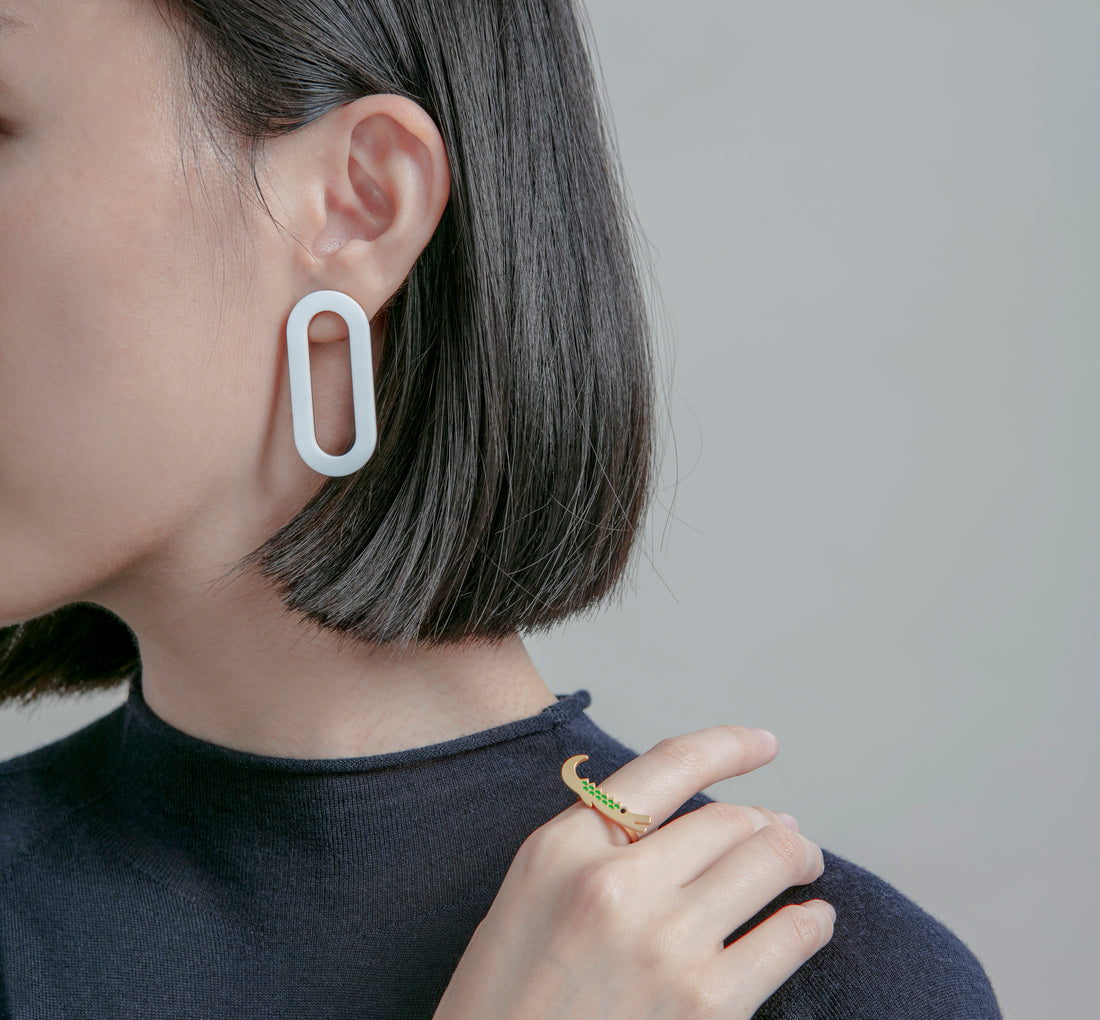 Oval Earrings • White Acrylic