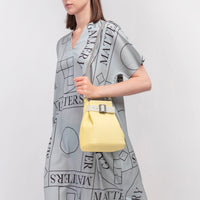 'Not' / Pattern Short Sleeved V-Neck Dress • Grey