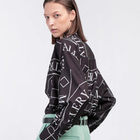 'Not' / Pattern Loose Fit Capri Shirt • Black