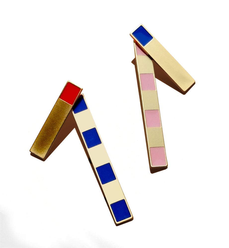 Etto Earrings • Red + Blue
