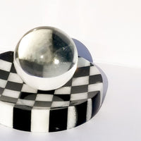 Checkered Marble Ashtray with Crystal Ball