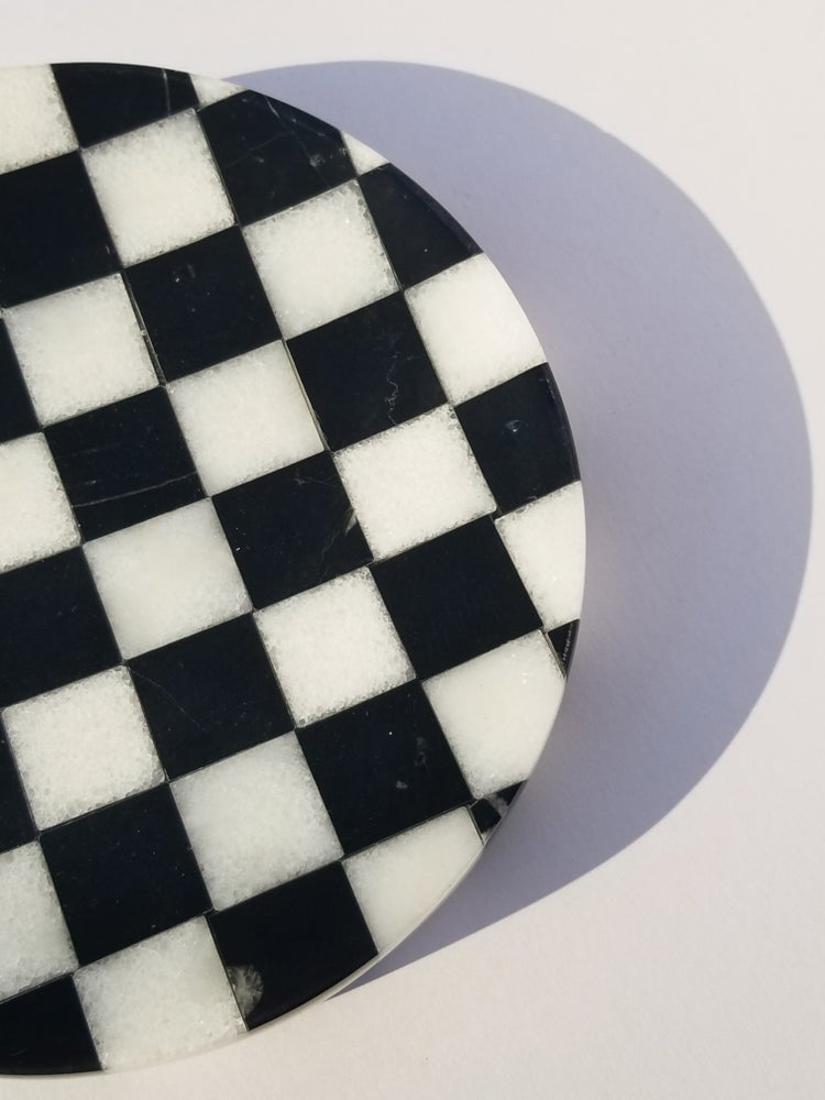 Checkered Marble Ashtray with Crystal Ball